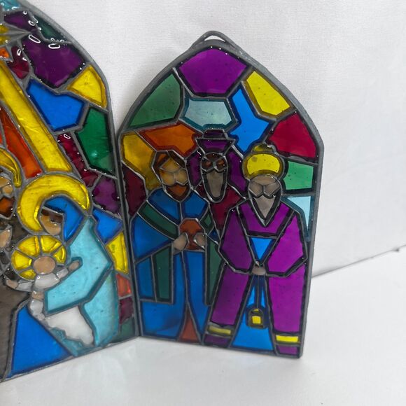 Christmas Nativity Scene Stained Glass Look Metal Panels COMPLETE Holiday Decor - Picture 6 of 10